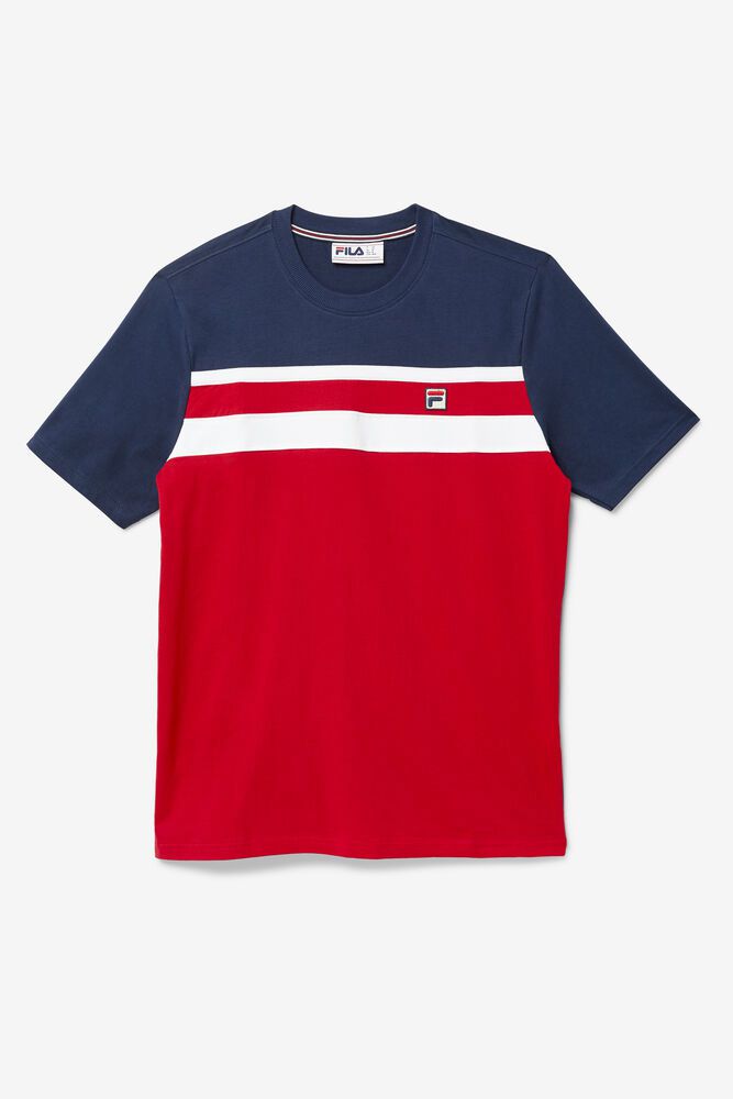 Fila Dover Red/Navy T-Shirt Mens - NZ 31472-EPTX